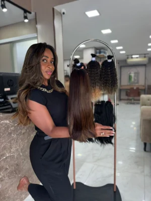 Cabelo Humano Brasileiro Morena Iluminada 60cm Perfil 2x1 - 240g